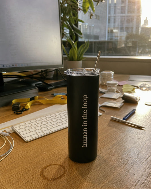 Human in the Loop Tumbler, worn and used