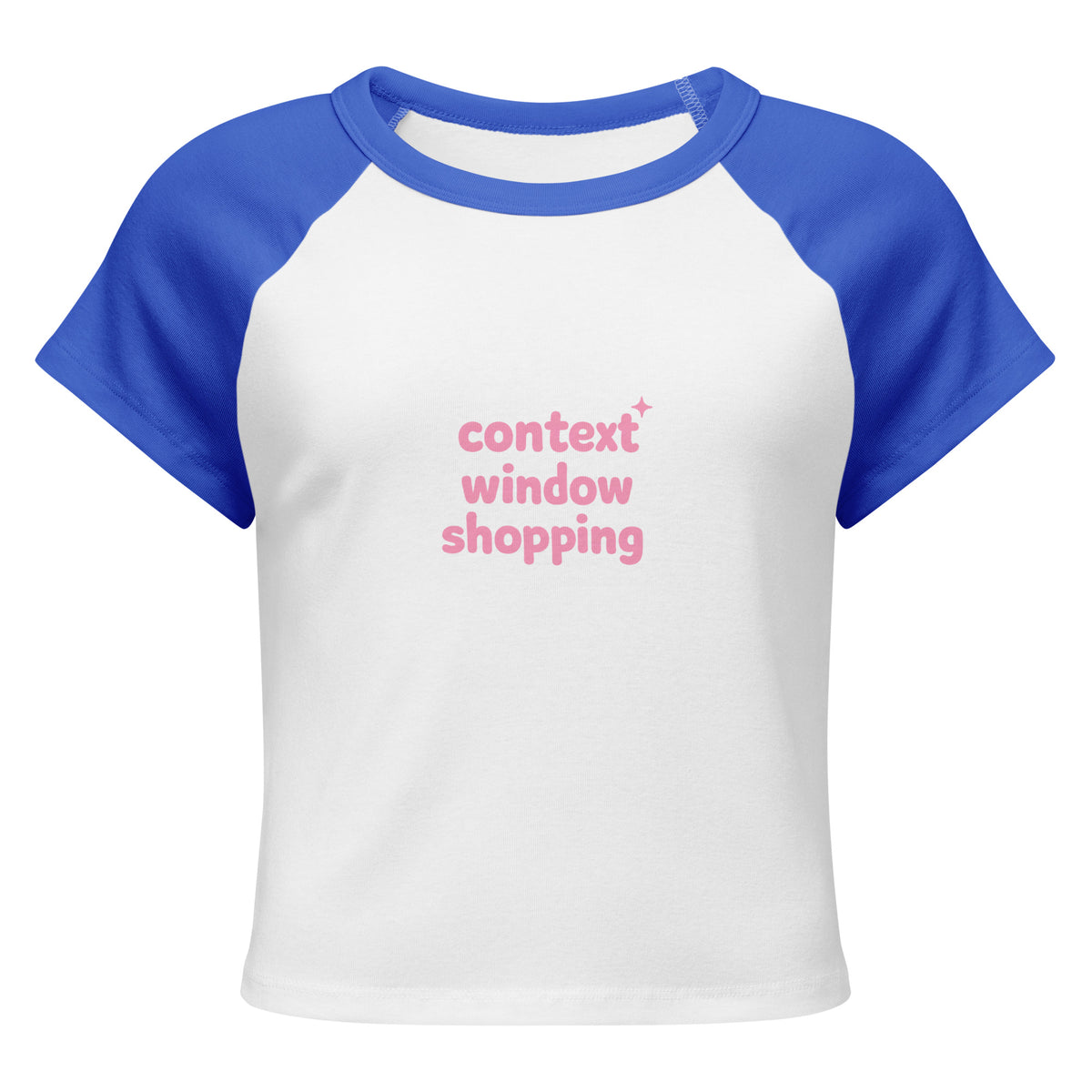 Context Window Shopping Raglan Baby Tee in White /True Royal