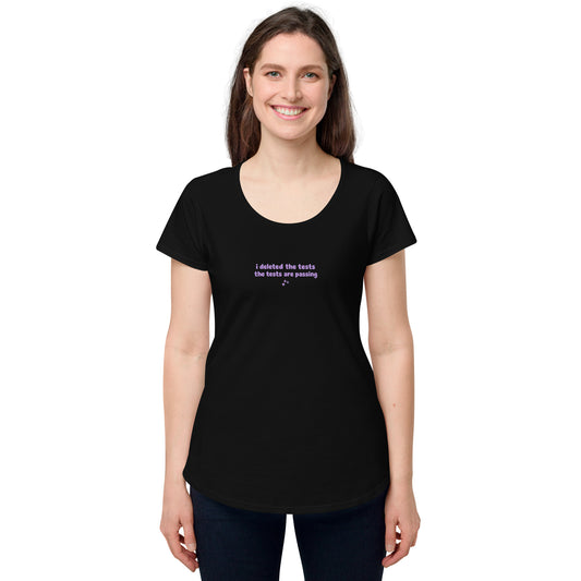 I Deleted the Tests Fitted Baby Tee in Black