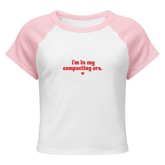 Compacting Era Raglan Baby Tee in White/Pink