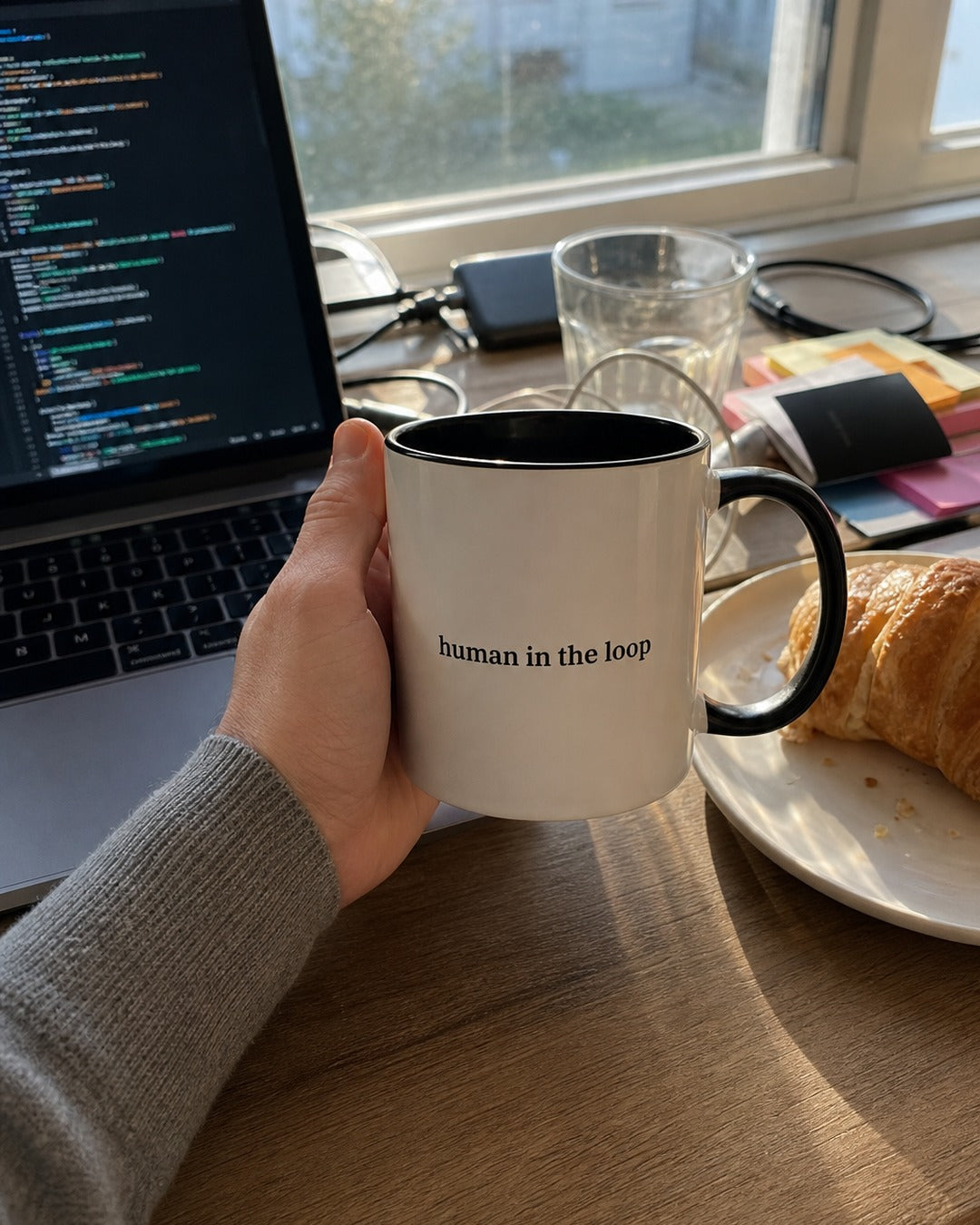 Human in the Loop Mug, worn and used