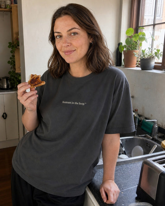 Human in the Loop™ Heavy Faded Tee, worn and used
