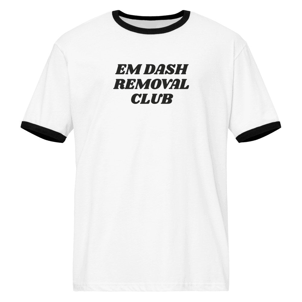 Em Dash Removal Club Ringer in White / Black