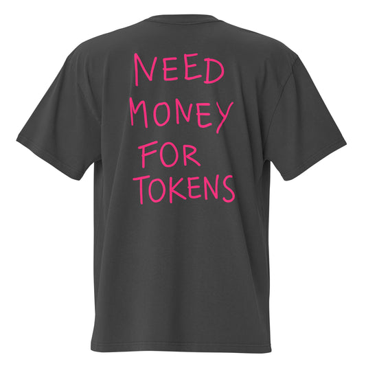 Need Money for Tokens Heavy Faded Tee in Faded Black