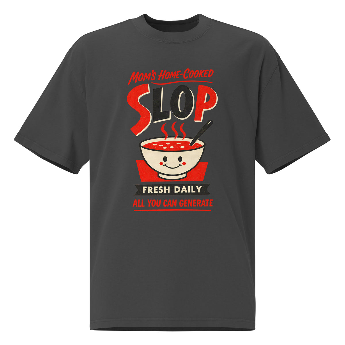 Mom’s Home-Cooked Slop Heavy Faded Tee in Faded Black