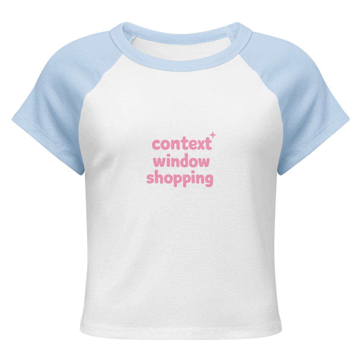 Context Window Shopping Raglan Baby Tee in White/Baby Blue
