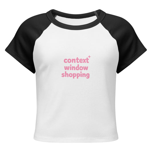 Context Window Shopping Raglan Baby Tee in White/Black