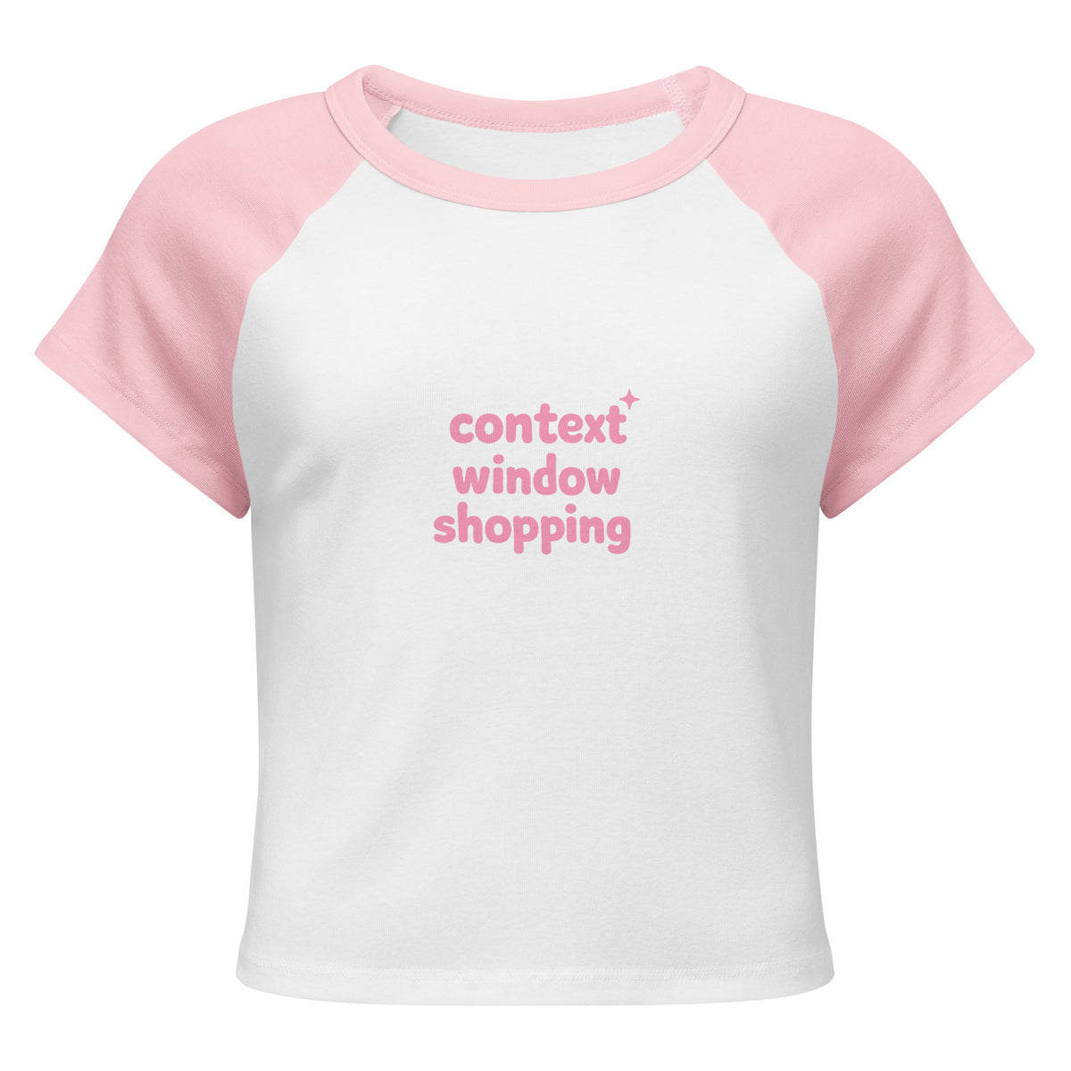 Context Window Shopping Raglan Baby Tee in White/Pink