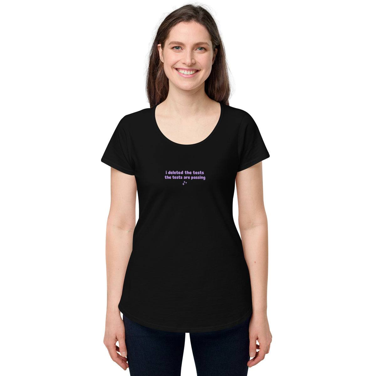I Deleted the Tests Fitted Baby Tee in Black
