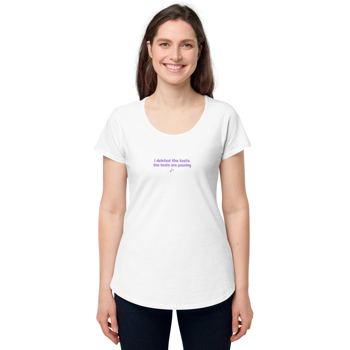 I Deleted the Tests Fitted Baby Tee in White