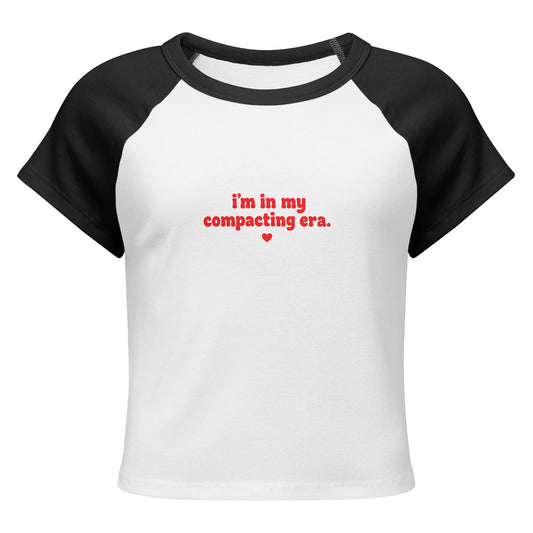 Compacting Era Raglan Baby Tee in White/Black